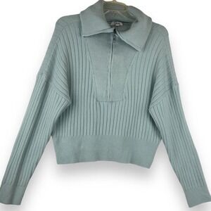 525 America Sweater‎ Womens Size Medium Glacier Blue Rib Knit Pullover Cozy Warm
